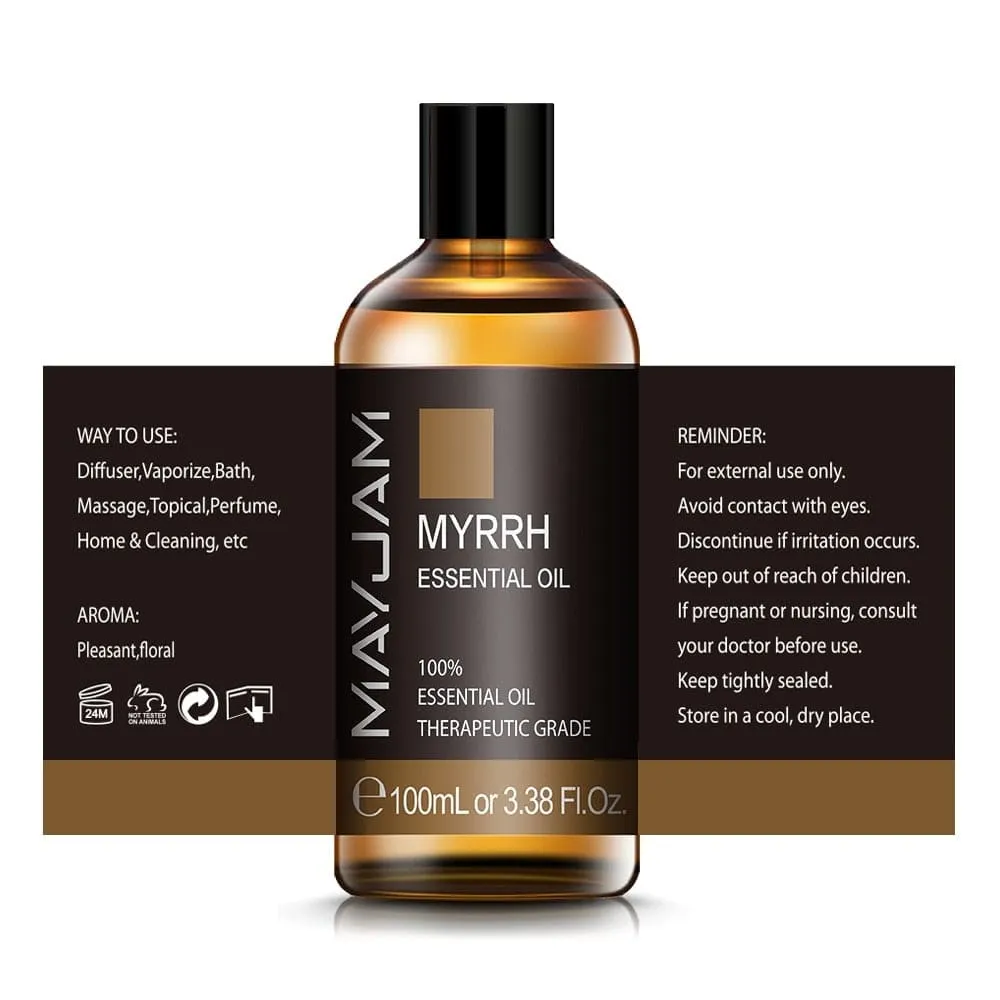 10ml 30ml 100ml with Dropper Myrrh Pure Natural Essential Oils Commiphora Myrrha
