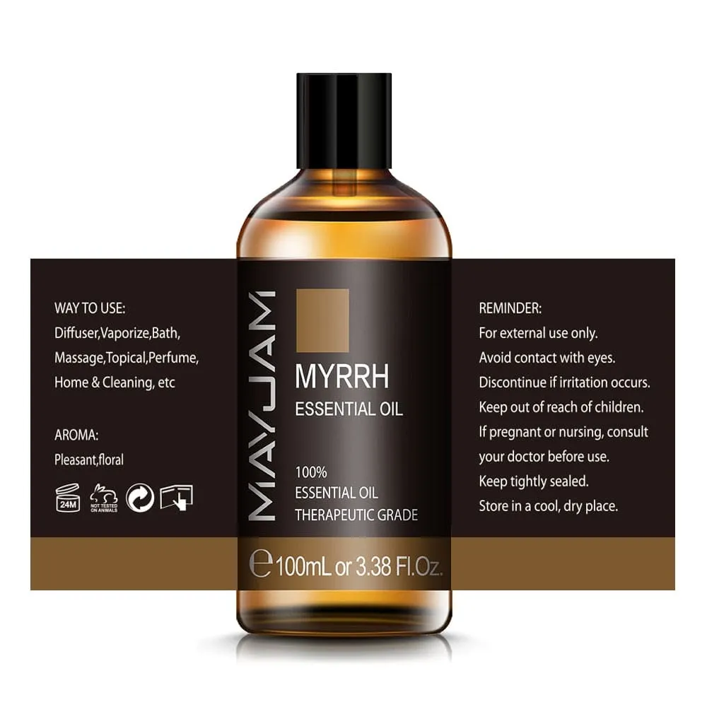 10ml 30ml 100ml with Dropper Myrrh Pure Natural Essential Oils Commiphora Myrrha