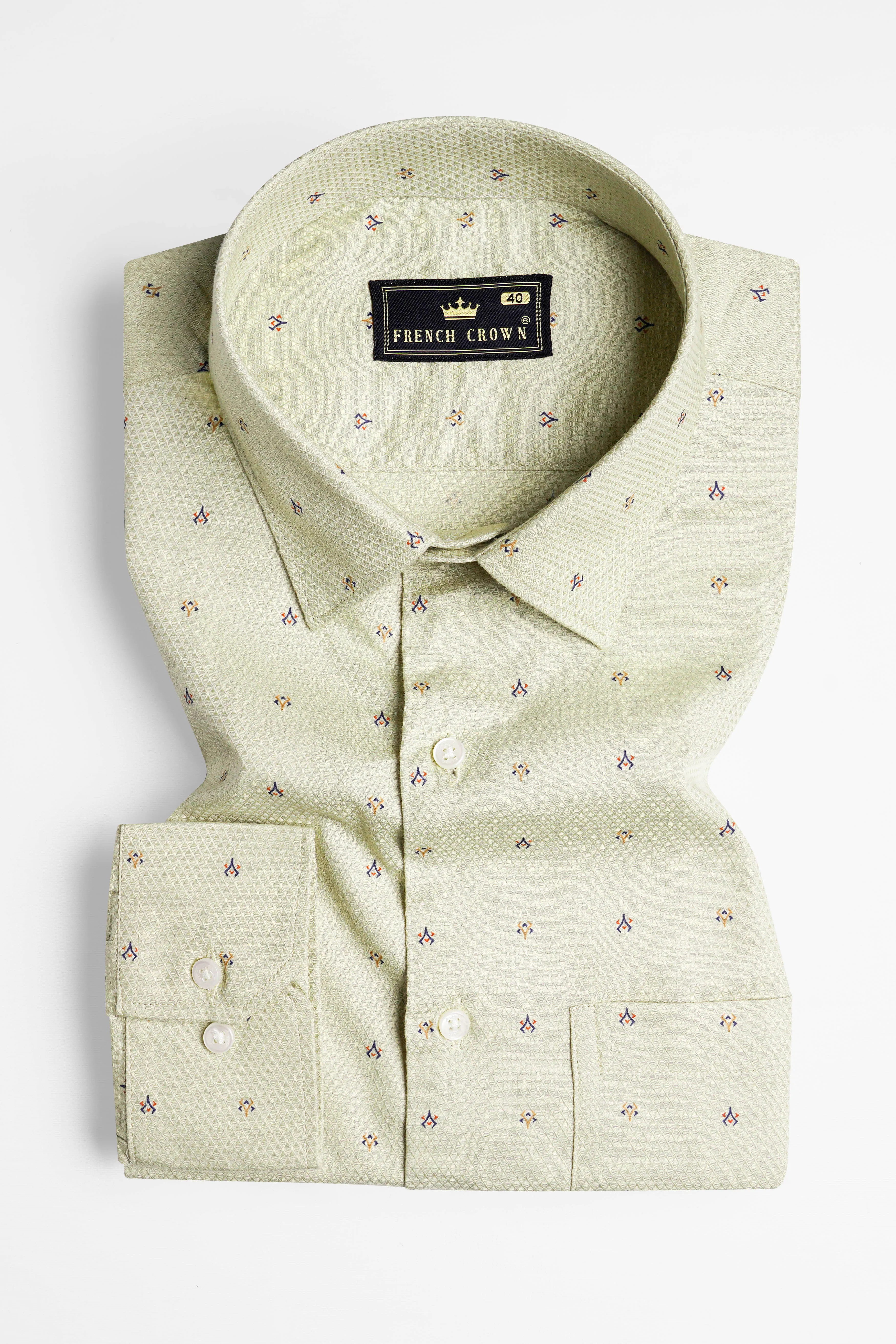 Beryl Green Dobby Textured Premium Giza Cotton Shirt