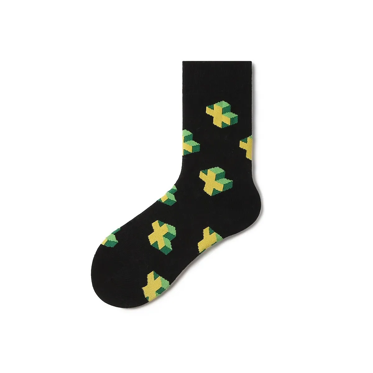 Geometric Space All-season Men Active 5pcs Crew Socks Set
