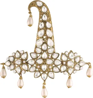 I Jewels Gold Plated Indian Traditional Handcrafted Kundan & Stone Safa Dulha Pagadi Kalangi Brooch for Groom Men
