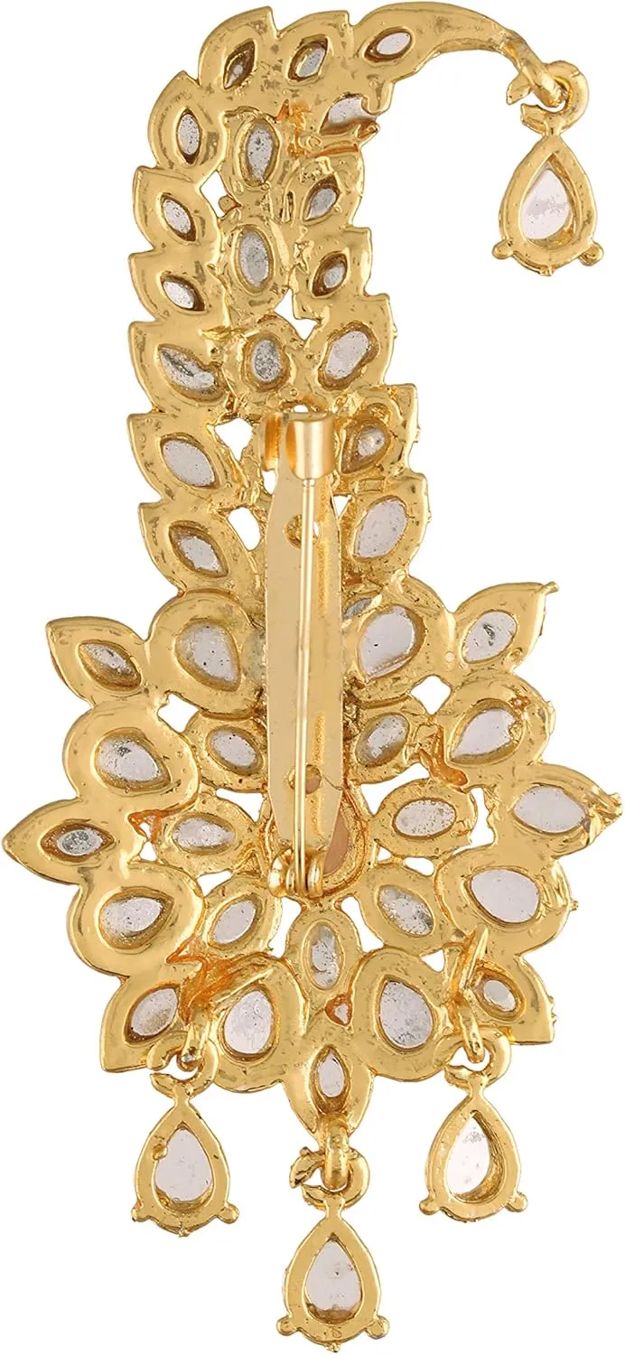 I Jewels Gold Plated Indian Traditional Handcrafted Kundan And Stone Safa Dulha Pagadi Kalangi Brooch for Groom Men