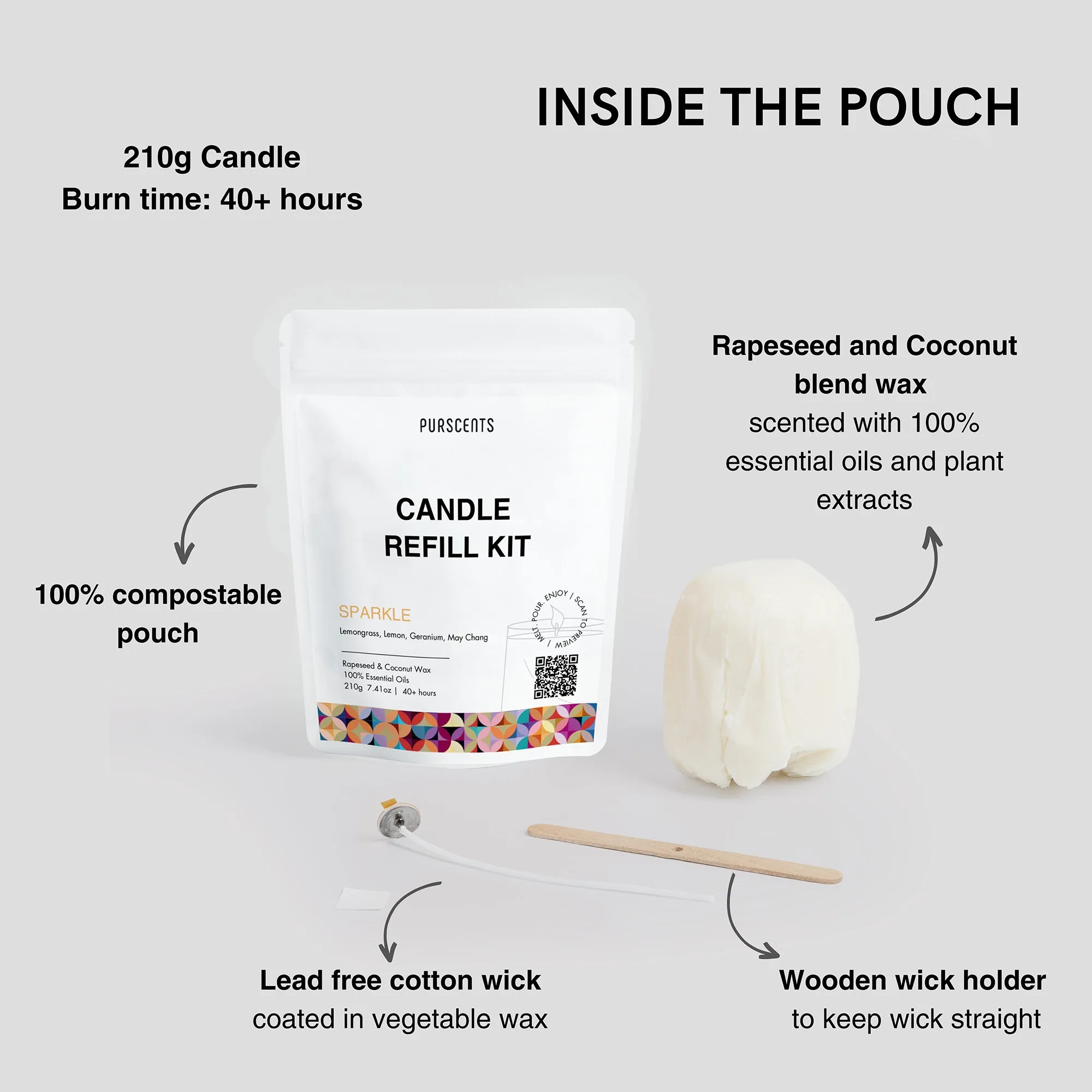 Purscents Sparkle Candle Refill Kit 210g