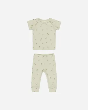 Ribbed Short Sleeve Tee   Legging Set