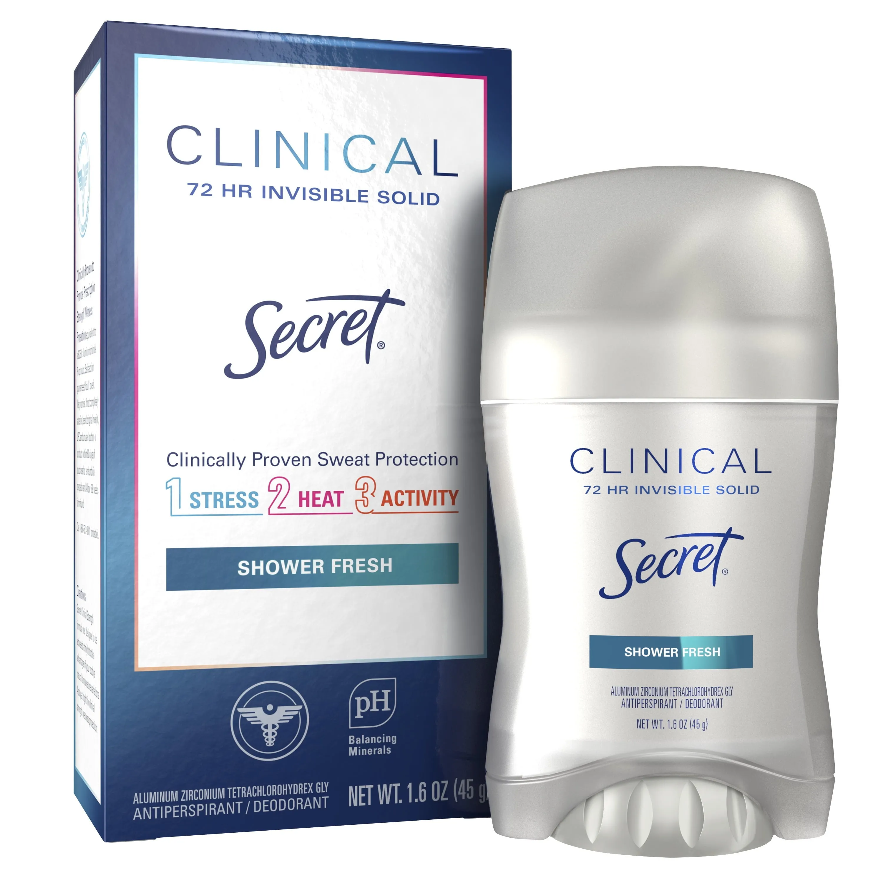 Secret Clinical Strength Invisible Solid Antiperspirant & Deodorant for Women, Shower Fresh, 1.6 oz